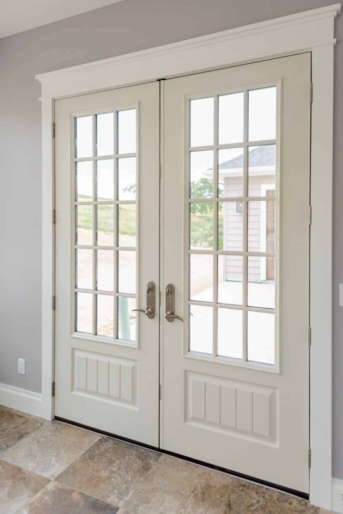 Signet French Doors 440 snow mist white colonial grids scaled 1 683x1024 - Exterior French Doors